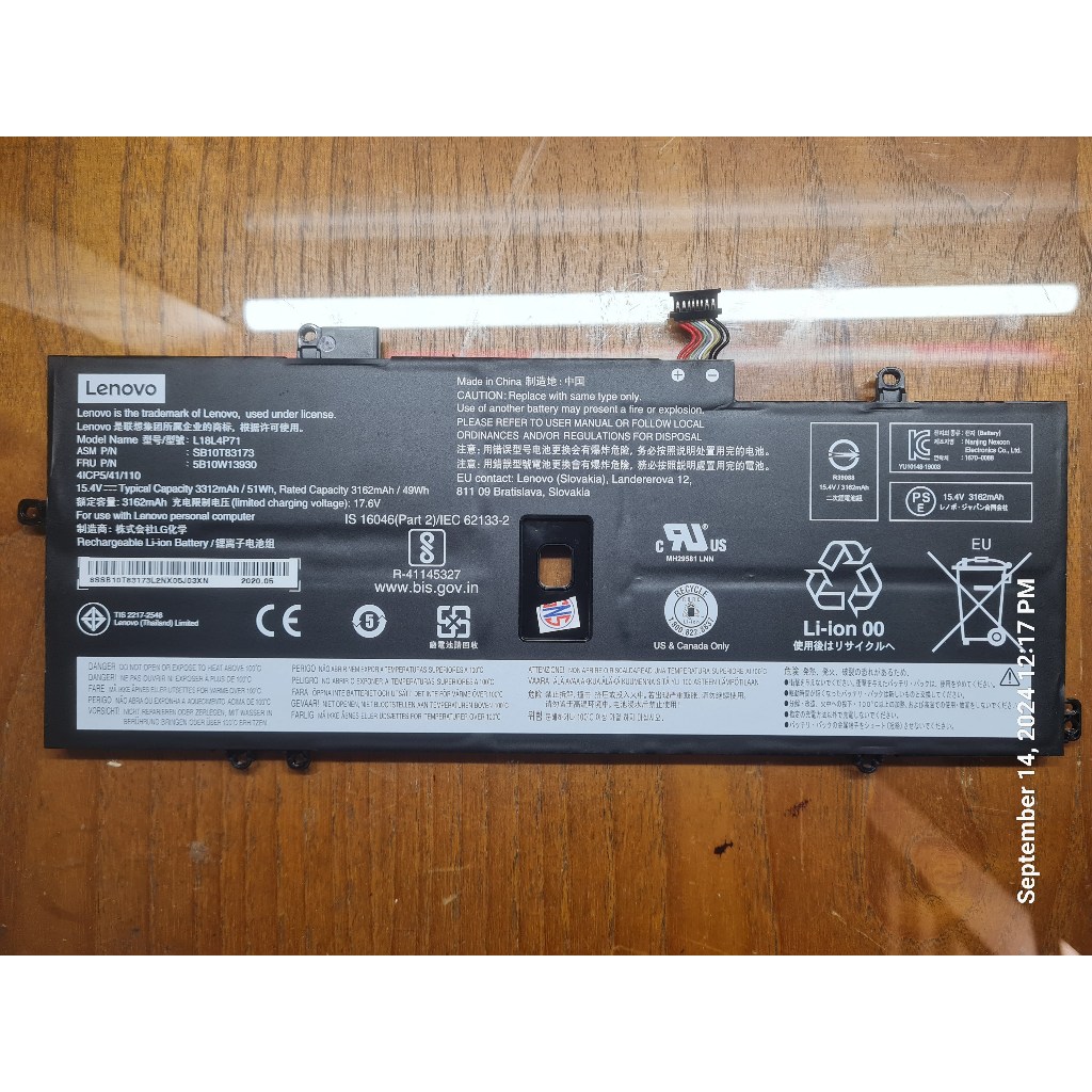 Baterai Lenovo Thinkpad X1 Carbon Gen 7 X1 Carbon Gen 8 X1 Yoga Gen 4 Original