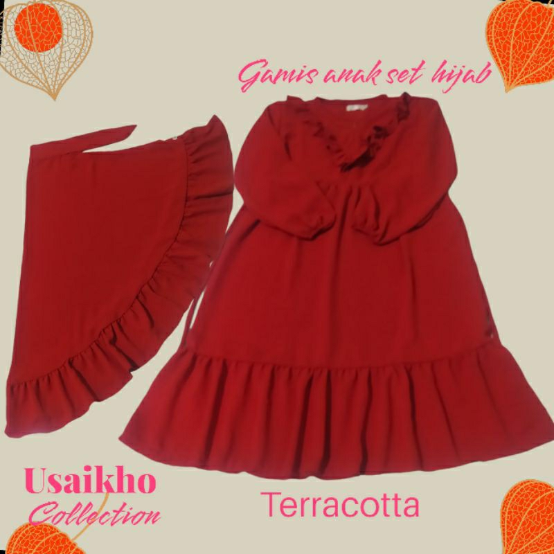 KHODIJAH KIDS SET GAMIS KHIMAR BANDANA ANAK PEREMPUAN TERBARU CRINKLE 3-7TAHUN/GAMIS SET KERUDUNG AN