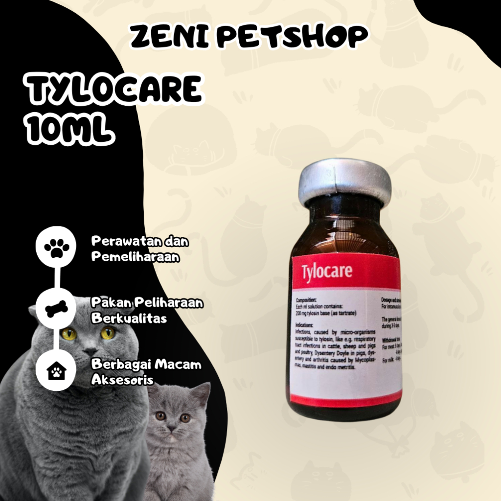Tylocare Injeksi 10 ml - Untuk Hewan PNEUMONIA - Tylosin 200 mg