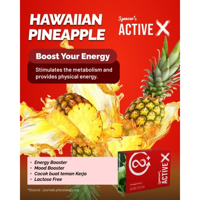 

Spencer's Active X Pinneapple Flavour | Healthy Diet Support | Minuman Penambah Energi