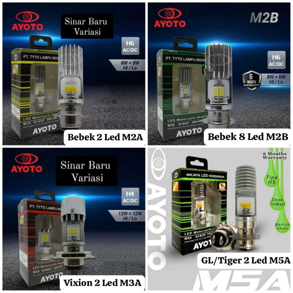Dop Depan Led Ayoto Bebek / Matic M2A, M2B, Vixion H4 M3A, GL M5A / Bohlam Lampu Depan Ayoto Led