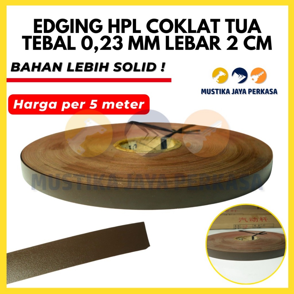 Per 5 Meter Edging HPL Coklat Tua Solid Lebar 2 CM