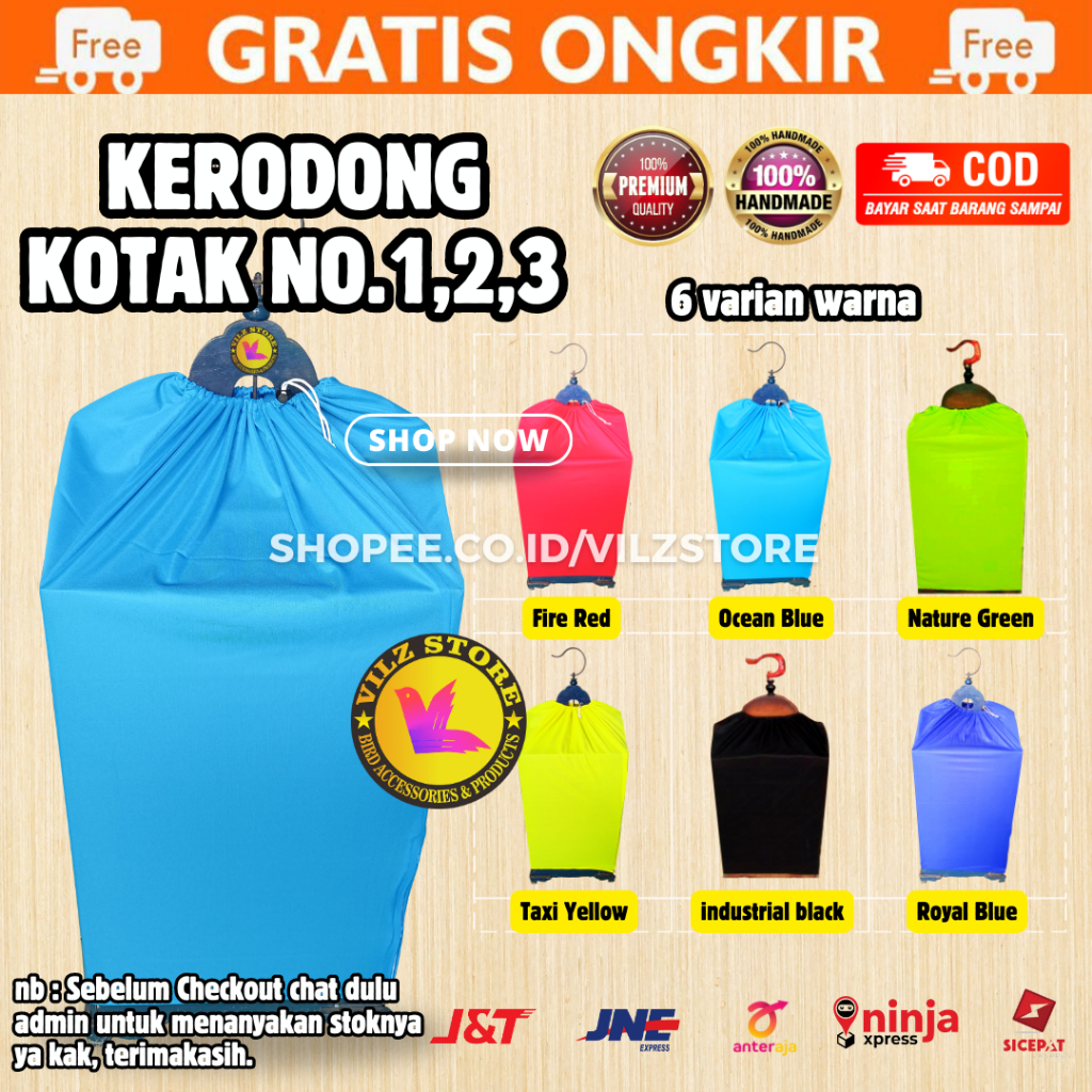 Krodong Kerodong Cover Penutup Sangkar Kandang Kurungan Burung Kacer Cucak Kenari Pentet Kotak