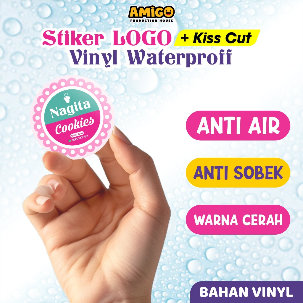 

Cetak Stiker Vinyl Custom Bulat Cutting Kiss Cut Sticker Toples Label Makanan minuman Toples