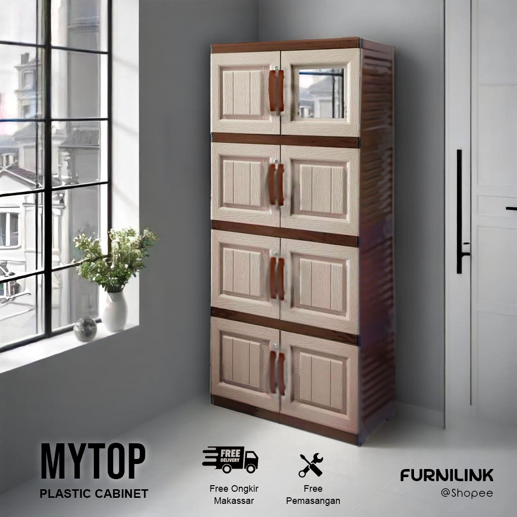 MYTOP - Lemari plastik 4 susun Motif Kayu