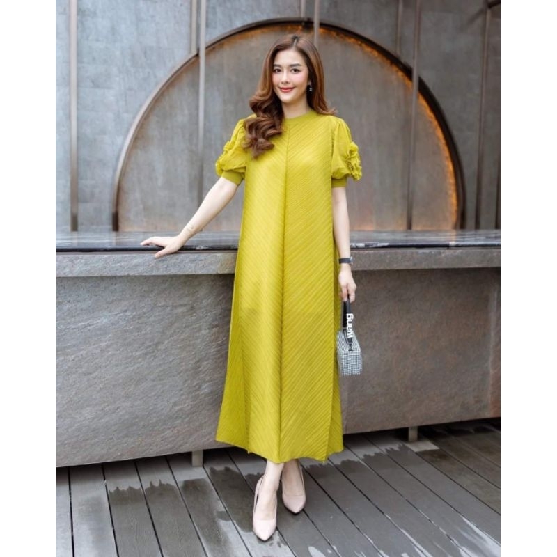 Dress Cutie Minute Premium Import Bangkok Dress Lipit Plisket Viral Import Bangkok