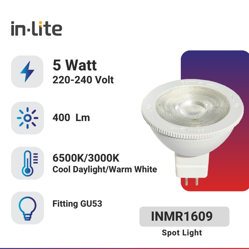 In-Lite Lampu Sorot Spotlight 5w Tusuk MR16 INMR1609 Putih Kuning  inlite in lite 5watt