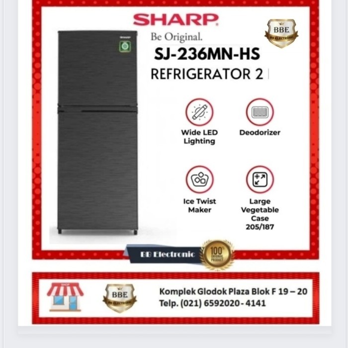 KULKAS SHARP SJ-236 MN - HS 2 PINTU