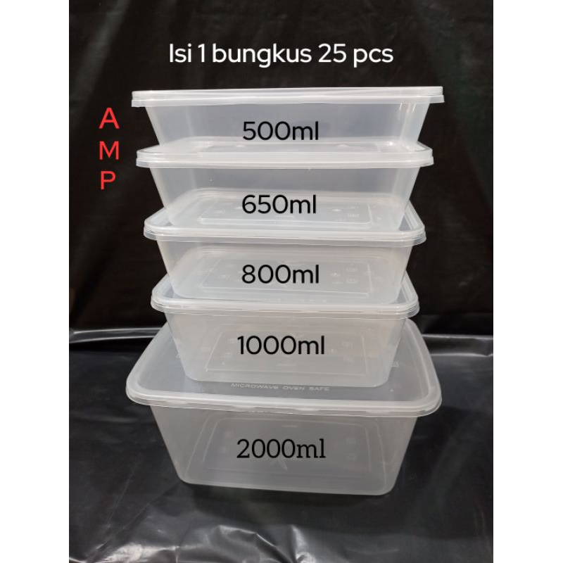 Kotak makan mika takeaway meiji 500,650,800,1000,2000 ml