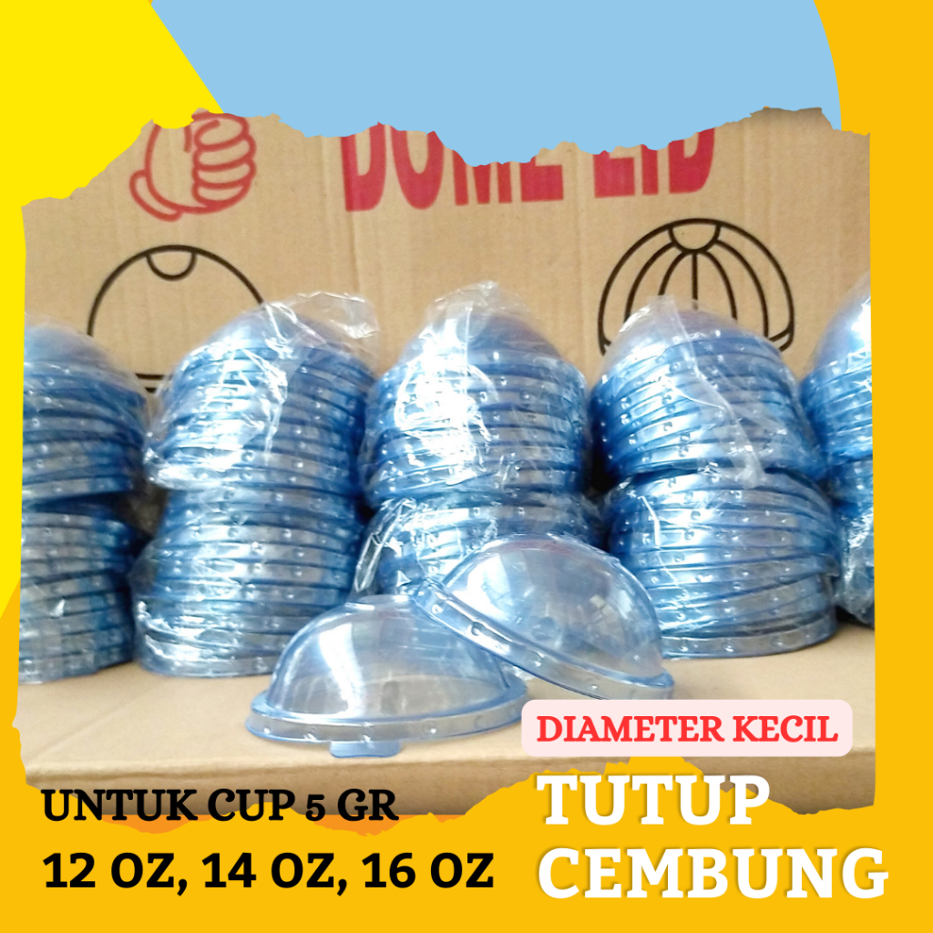 Tutup Cembung Gelas Cup 5 Gram Diameter Kecil Merak 12 oz 14 oz 16 oz