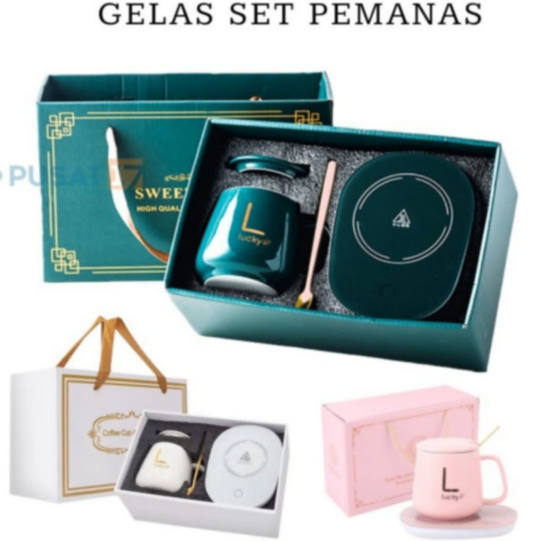 

2Xbtygneal Sakha Snack ) Gelas Set Keramik Cangkir Set Dengan Alat Pemanas