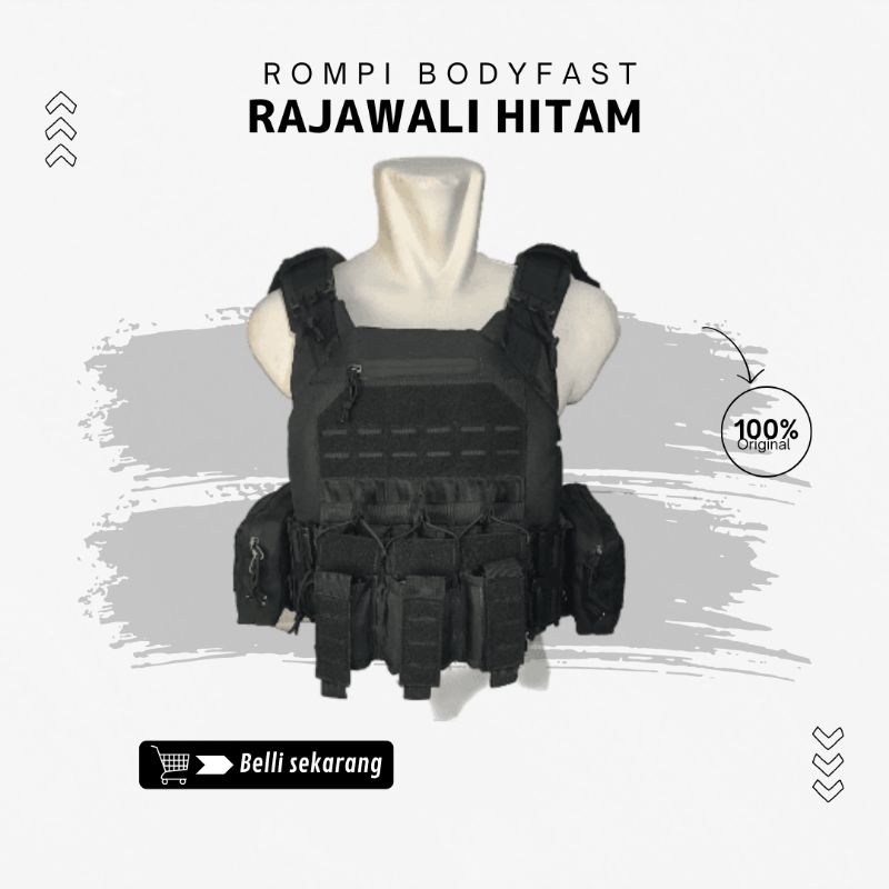 Rompi Body Vest Rajawali Hitam TNI POLISI Double Quick Release - Rompi Anti Peluru - Bodyvest