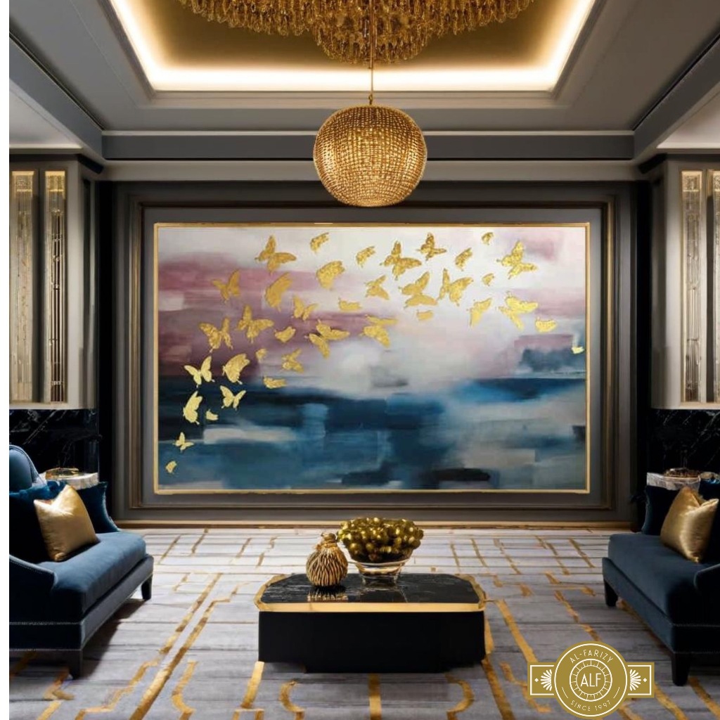 Hiasan Dinding Dekorasi dinding Lukisan Abstrak Gold Minimalis LukisanDinding Aesthetic Lukisan Unik