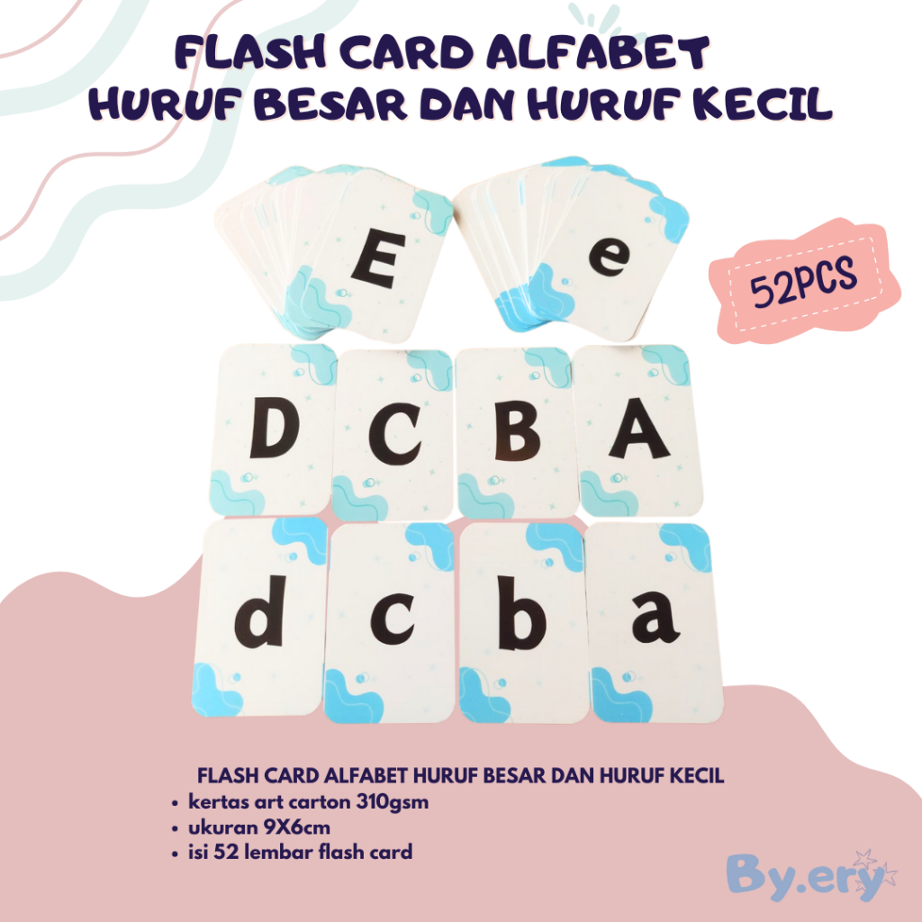 FLASHCARD HURUF ALFABET HURUF BESAR DAN HURUF KECIL 52PCS