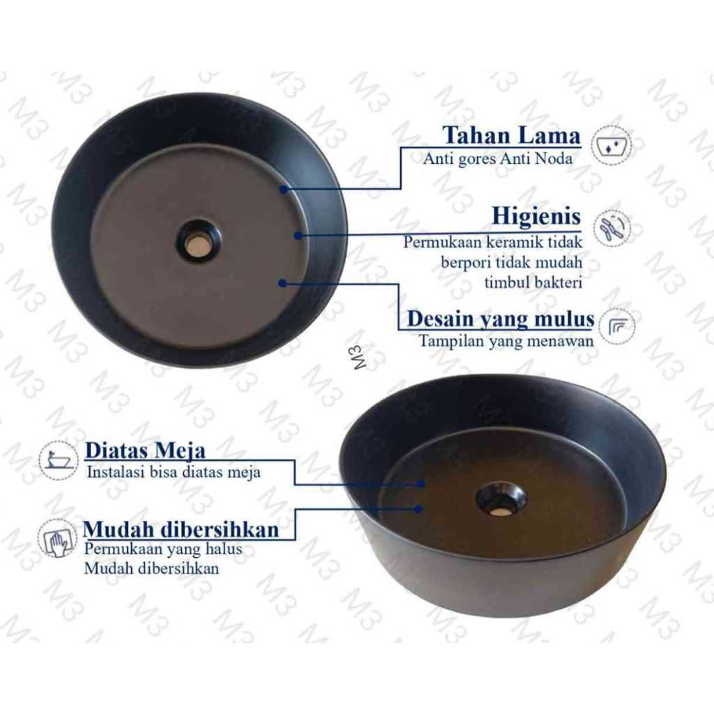 (INSTANT) WASTAFEL KERAMIK K539 / WASTAFEL CUCI TANGAN / WASTAFEL HITAM ABU