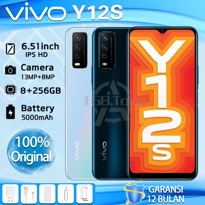 hp vivo y12s ram 8/256gb 100% baru asli Fullset Original Bonus Softcase Garansi resmi vivo 1 tahun