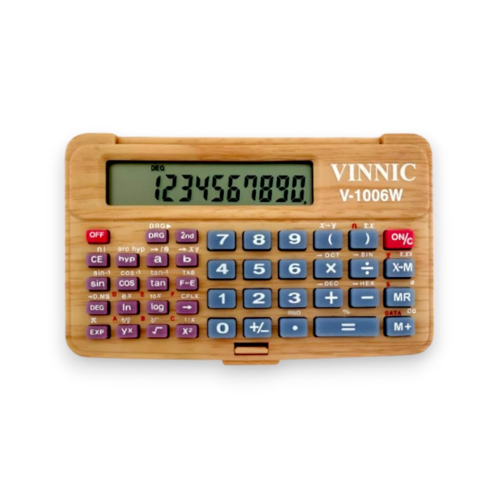 

Vinnic Kalkulator Scientific Ilmiah Sin Cos Tan Motif Kayu Warna Coklat 1006W