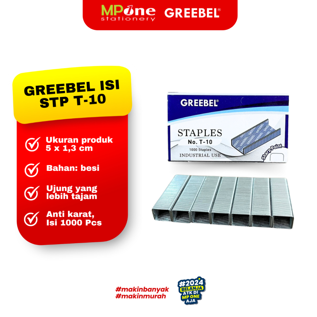 

(1 KOTAK) Greebel Isi Staples T10 / Isi Stapler Jepretan T10 Greebel