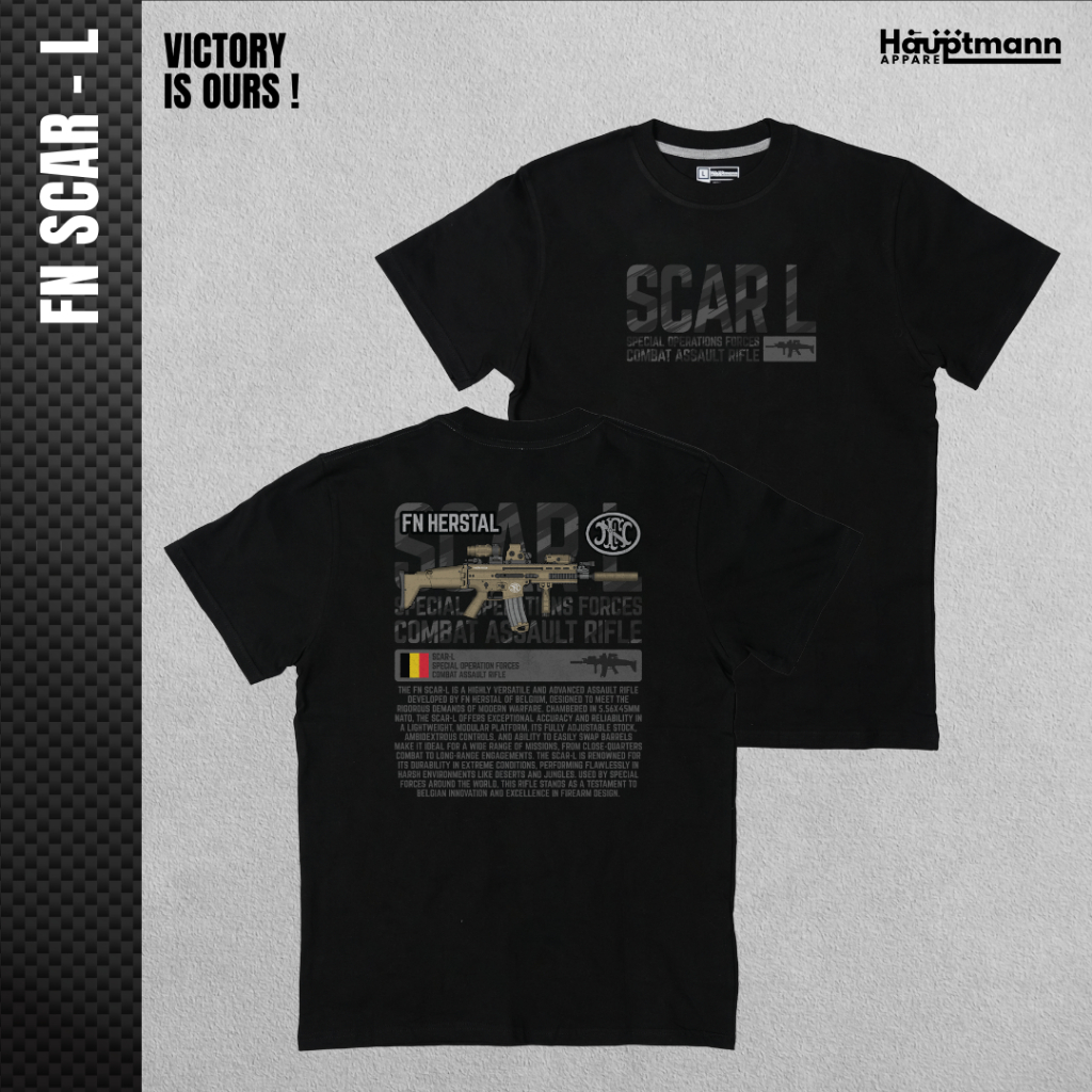Hauptmann T-Shirt/Kaos FN SCAR-L Belgia Hitam