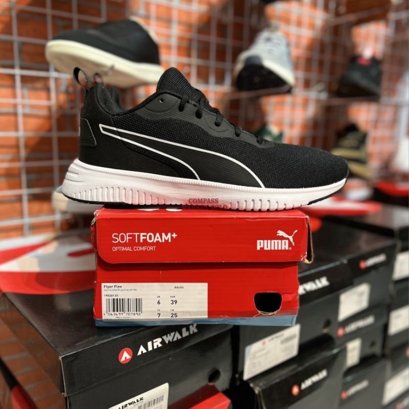 [ORIGINAL 100%] PUMA FLYER FLEX BLACK WHITE