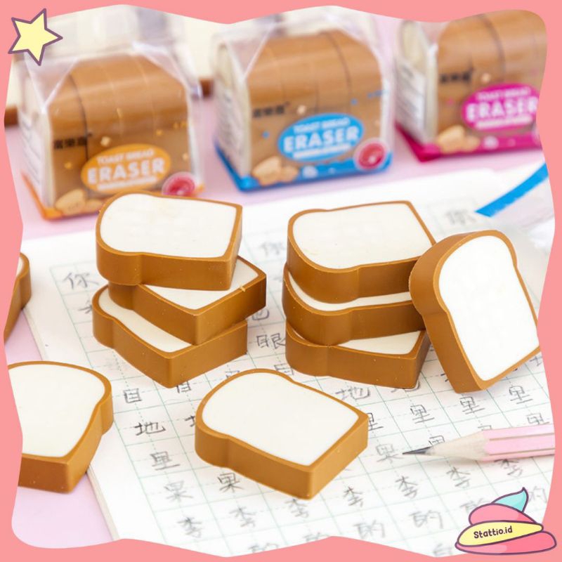 

(HARGA PROMO) Penghapus 3D Bentuk Toast Bread No 1311 Eraser Setip Stip Hapusan Pensil Satu Set Penghapus Bentuk Roti Penghapus Toast Bread