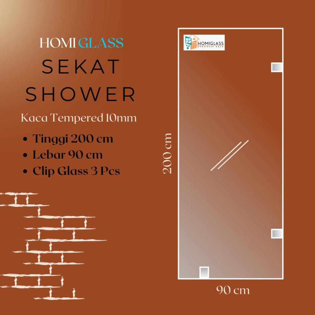 

Sekat Shower Kaca Tempered 10mm 200 x 90 cm / Kaca Mati / Shower Screen / Kaca shower