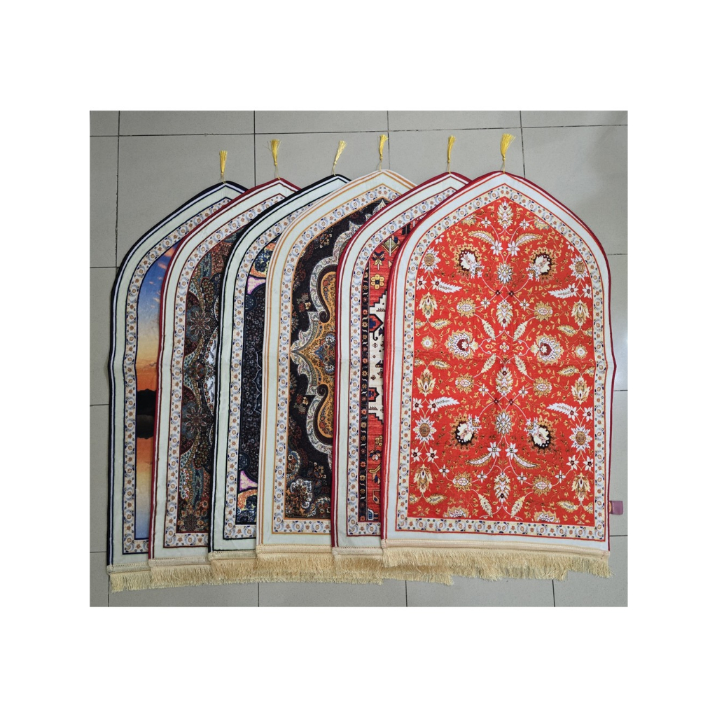 [GROSIR 5pcs] Sajadah Qubah/Kubah Turky/Turkey Motif Bulu dan Polos Embos Anti Slip Besar 70x110 Uku