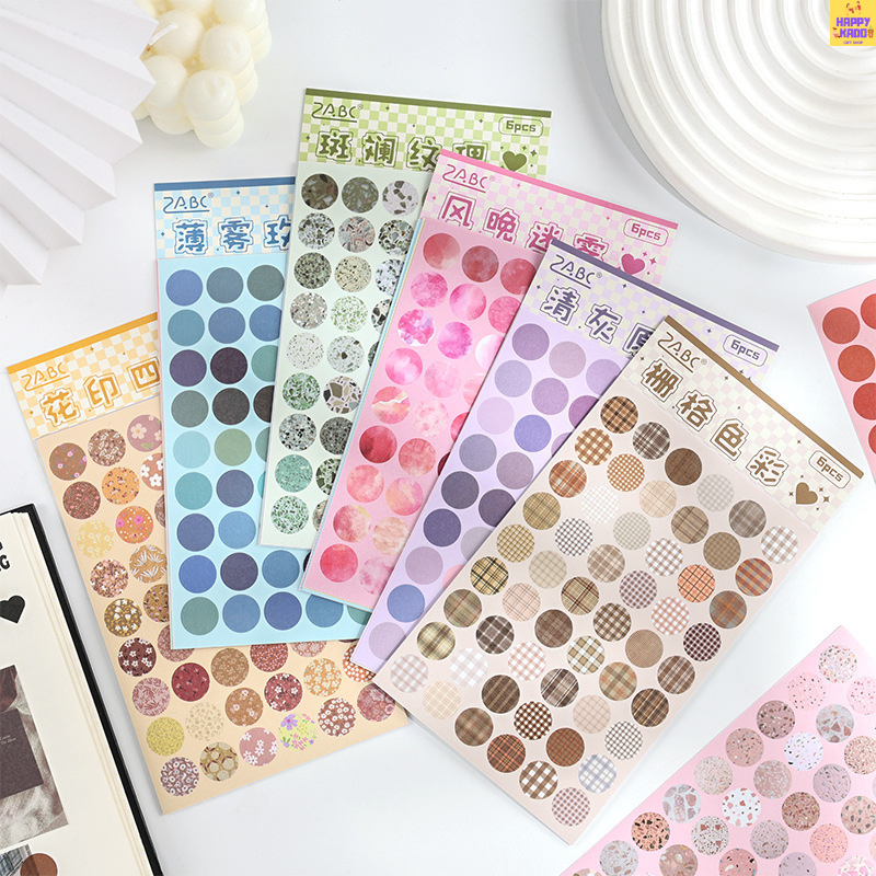 

A Variety of Colors Round Sticker Theme isi 6 lembar stiker cantik stiker dekorasi gampang tempel