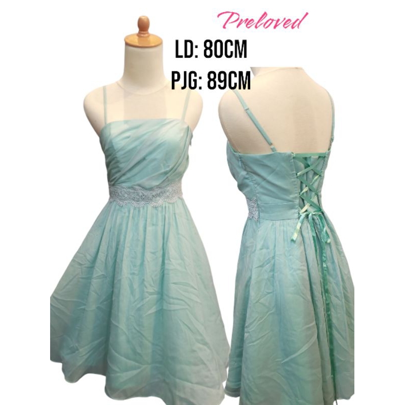 Dress Preloved Pesta biru tosca