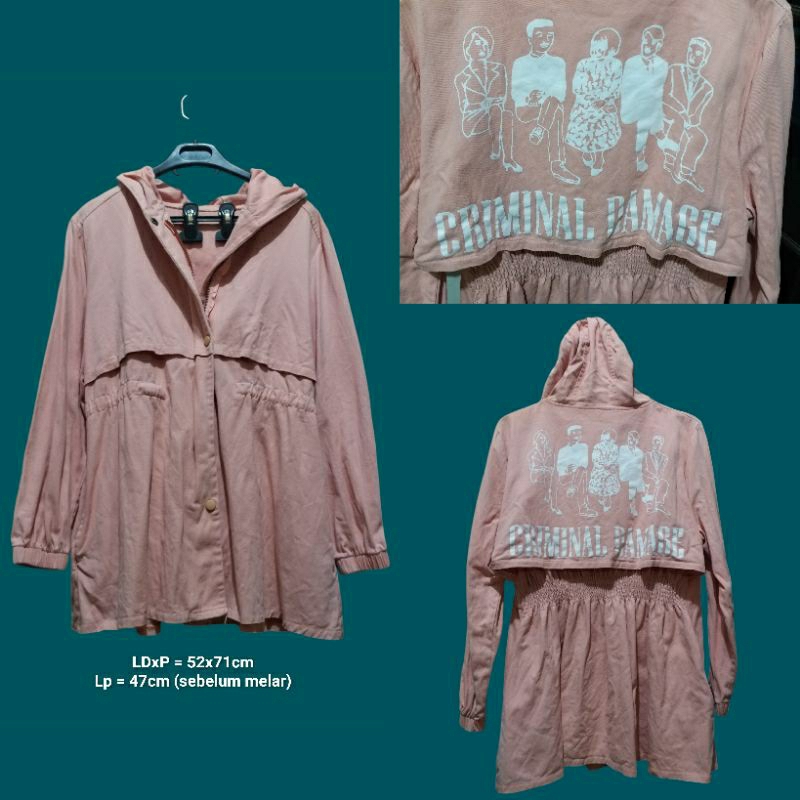 CRIMINAL DAMAGE pink parka / parka pink / parka / jaket parka / jaket / parka hoodie / hoodie parka