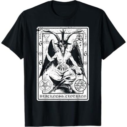 BAJU KAOS DISTRO Baphomet Shirt Satanic Dark Art Evil 666 T-Shirt T-Shirt