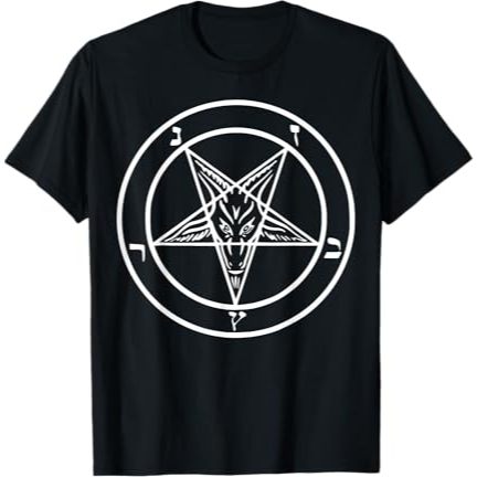 BAJU KAOS DISTRO Baphomet T Shirt Pentagram Shirt Men Inverted Pentagram Tee T-Shirt
