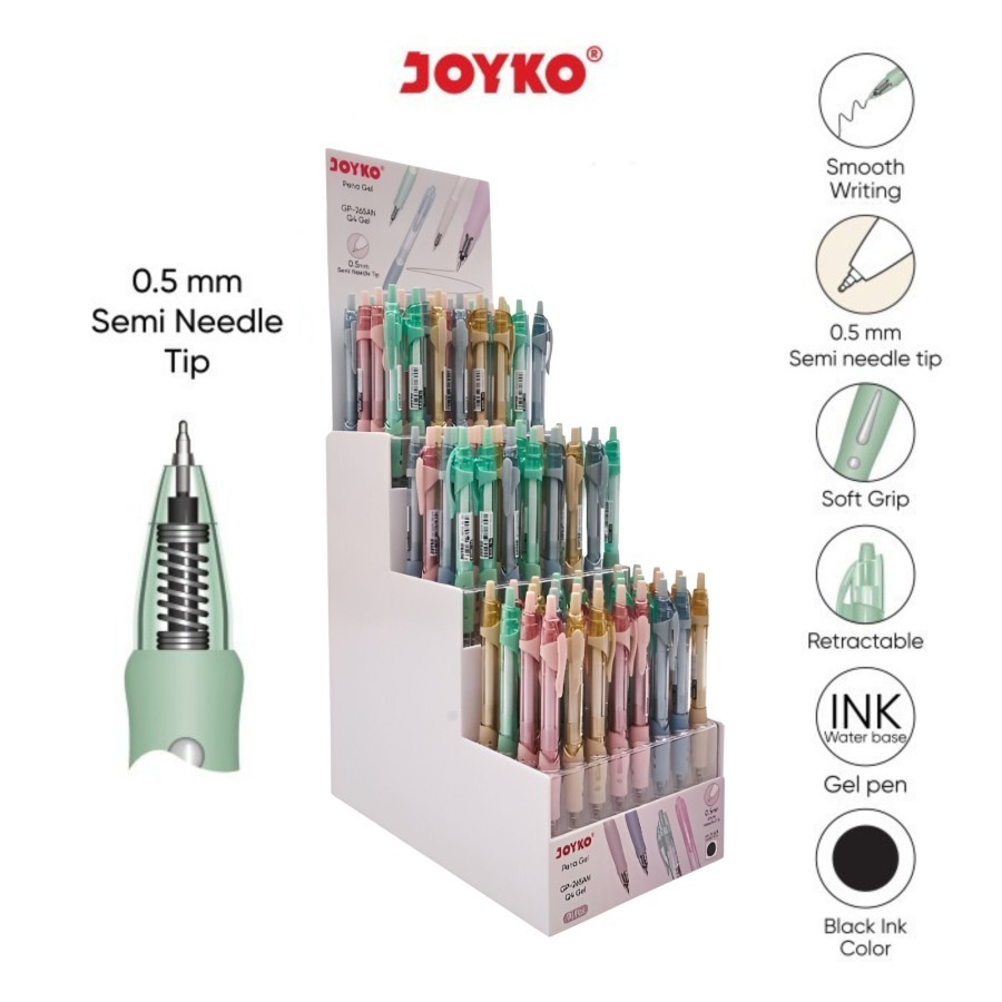 

1 Set Display isi 96 pcs Gel Pen Pulpen Pena Joyko GP-265AN-96 Q4 Gel 0.5 mm