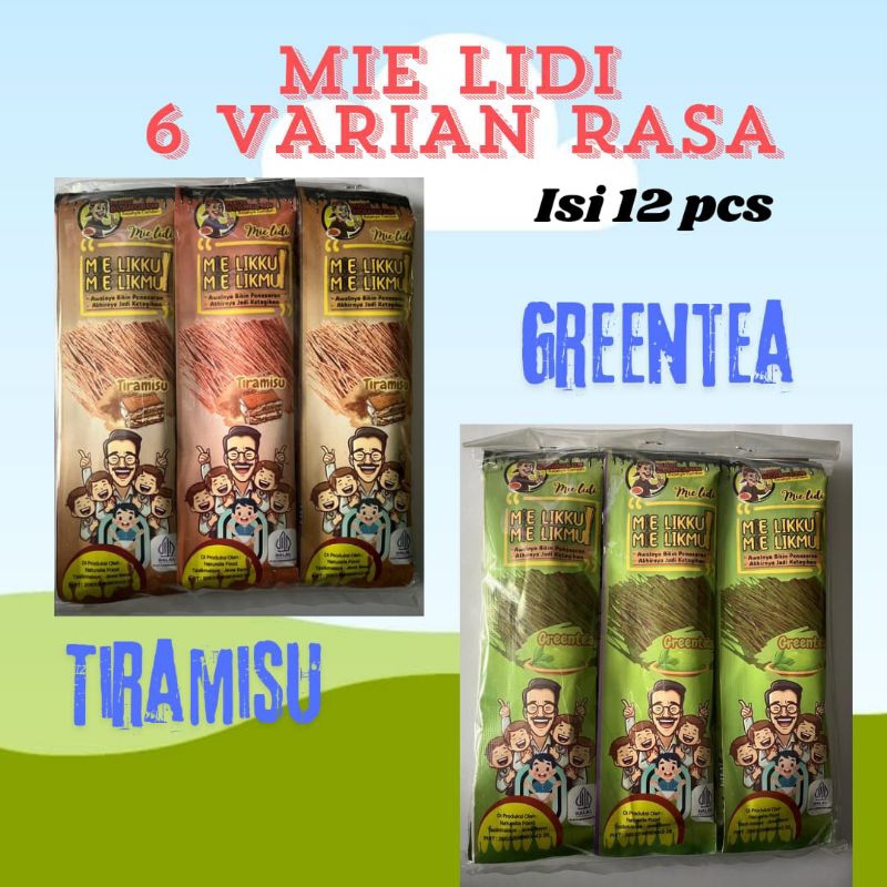 

Mie Lidi Varian Favorit Greentea, Tiramisu.