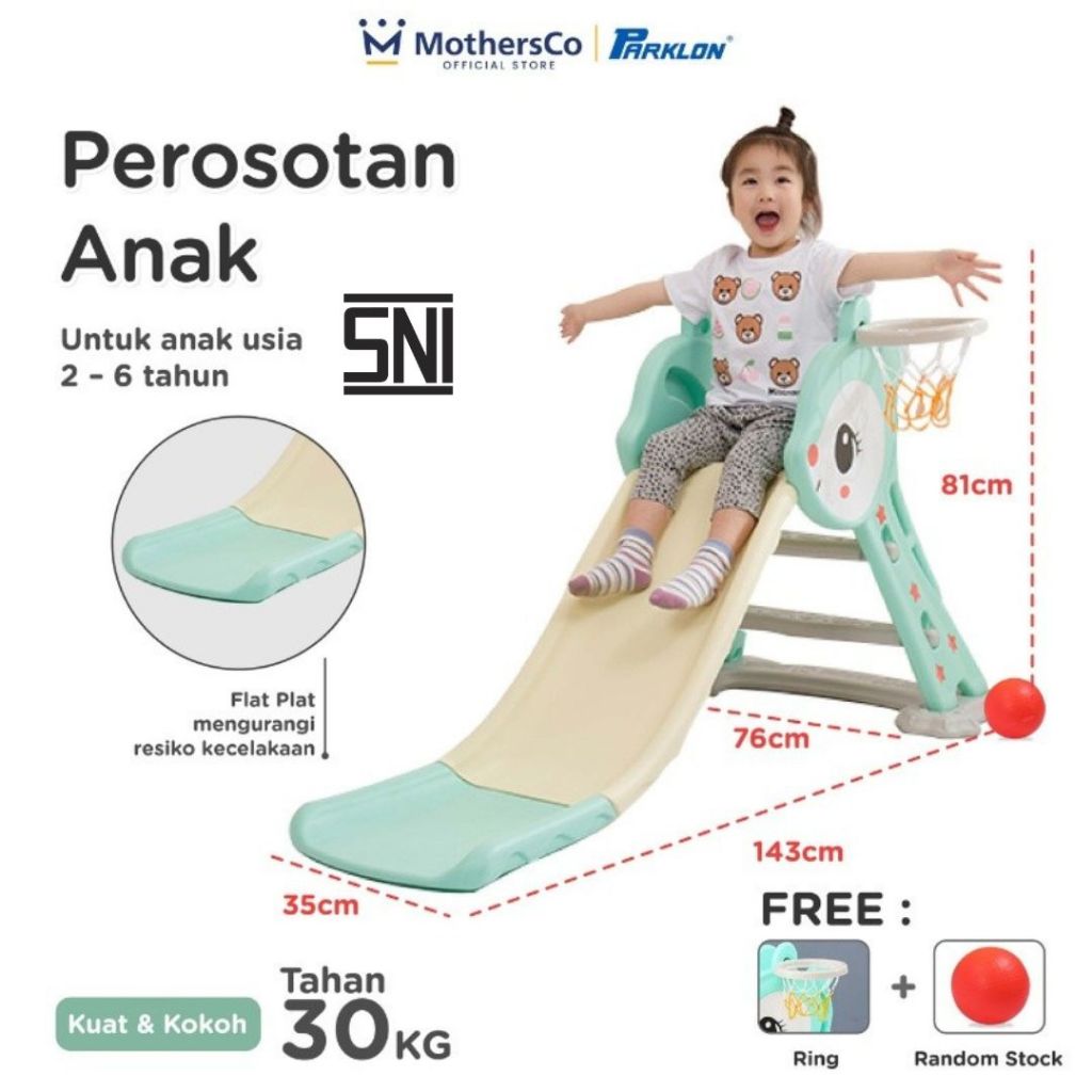 Parklon / Bingo Mainan Anak Perosotan Lipat Anak Ring Basket + Bola Seluncuran Perosotan Slide Berma