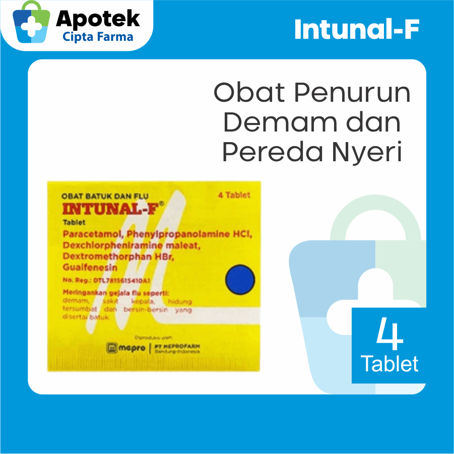 Intunal F Tablet Paracetamol Parasetamol Dextromethorphan Antihistamin Obat Batuk Berdahak Flu Hidun