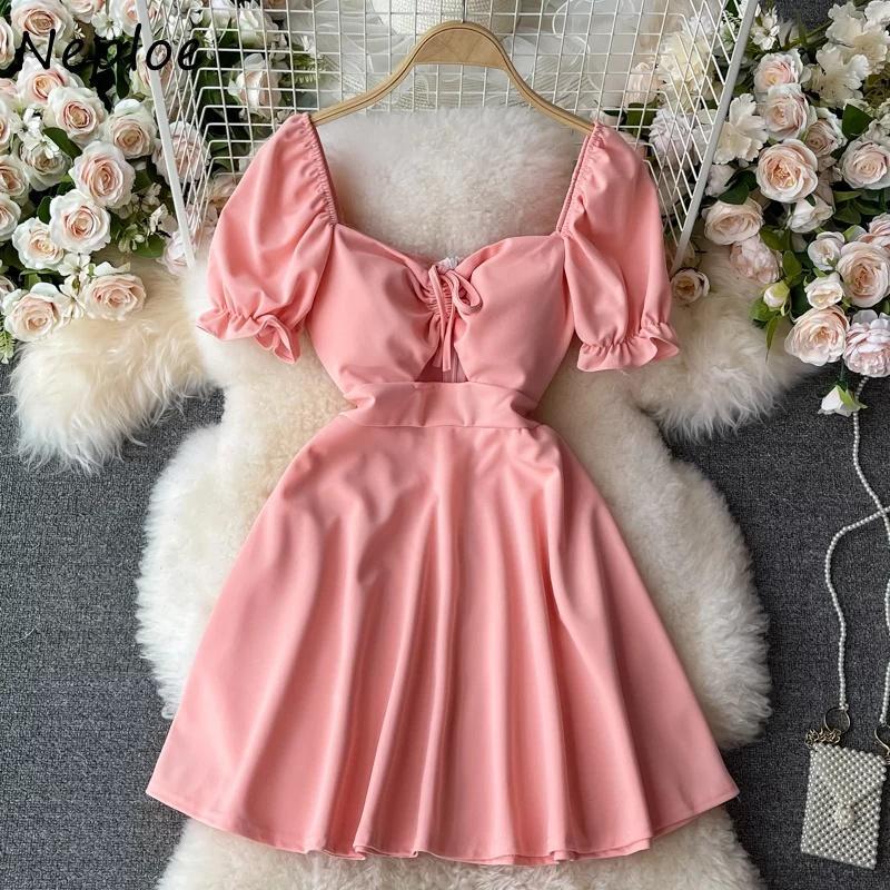 Mini Dress Wanita Sabrina Off Shoulder square neck lengan pendek balon serut dada katun S M L  XL Ju