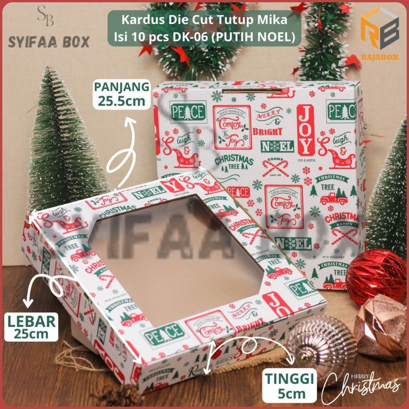 

( 10 pcs ) Kardus Kue Bolu Natal Dus Packaging Hampers Merry Christmas Ukuran 25x25x5 cm