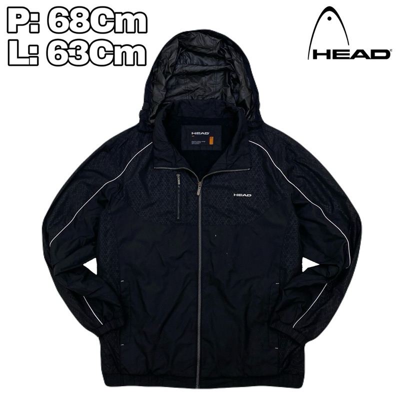 J162 Jaket Outdoor Waterproof HEAD Hitam  Sport Polar Tahan Air Hiking Pendaki Gunung