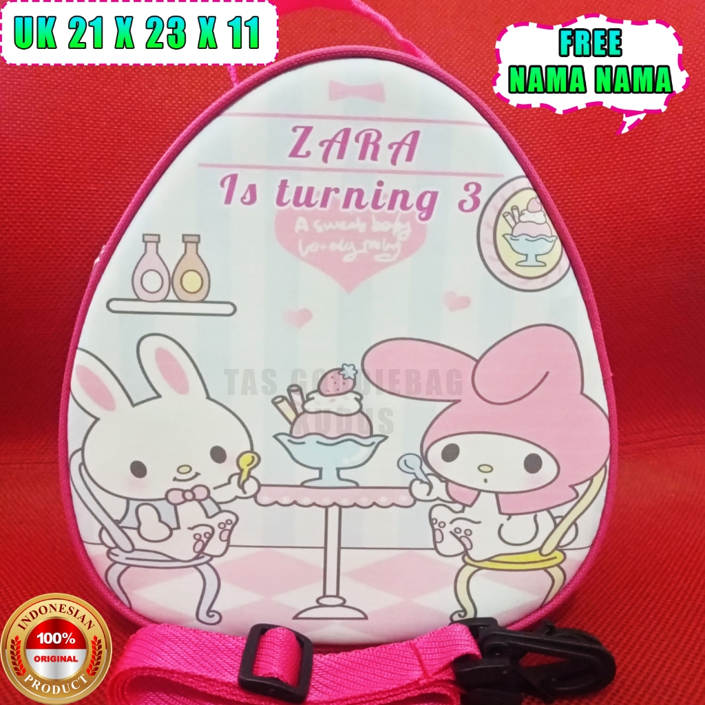 

Tas Ultah Anak / Tas Goodiebag / Tas Slempang / Model Tas Egg Bag - Tas Telur / Ukuran Tas 21 x 23 x 11 Poliester