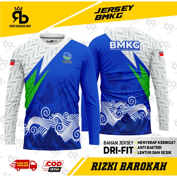 JERSEY BMKG FULL PRINTING / JERSEY BMKG LENGAN PANJANG DAN PENDEK / KAOS BMKG DRYFIT