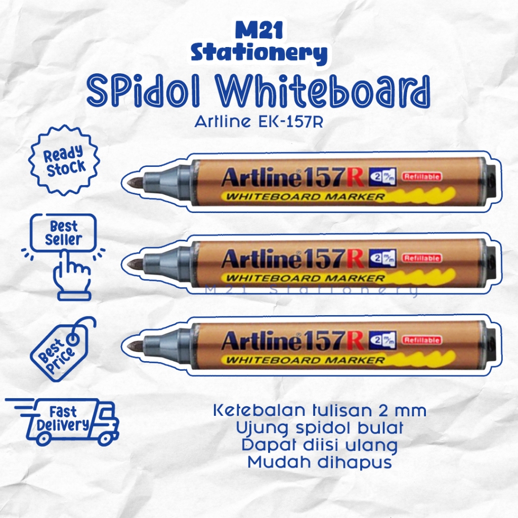 

(1 PCS) SPIDOL WHITEBOARD ARTLINE EK-157R / SPIDOL WHITE BOARD ARTLINE EK157R TEBAL 2 MM ORIGINAL MEKANIK SEPIDOL MARKER BISA DIISI ULANG PAPAN TULIS PUTIH TINTA HITAM MERAH BIRU ALAT TULIS LENGKAP MURAH / M21 STATIONERY JOGJA