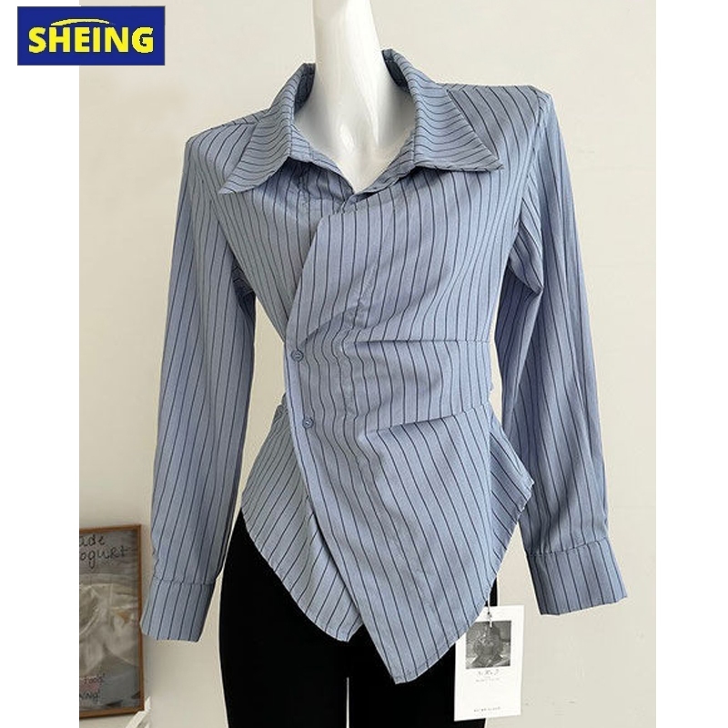 Kemeja polo lengan panjang Atasan Pendek top