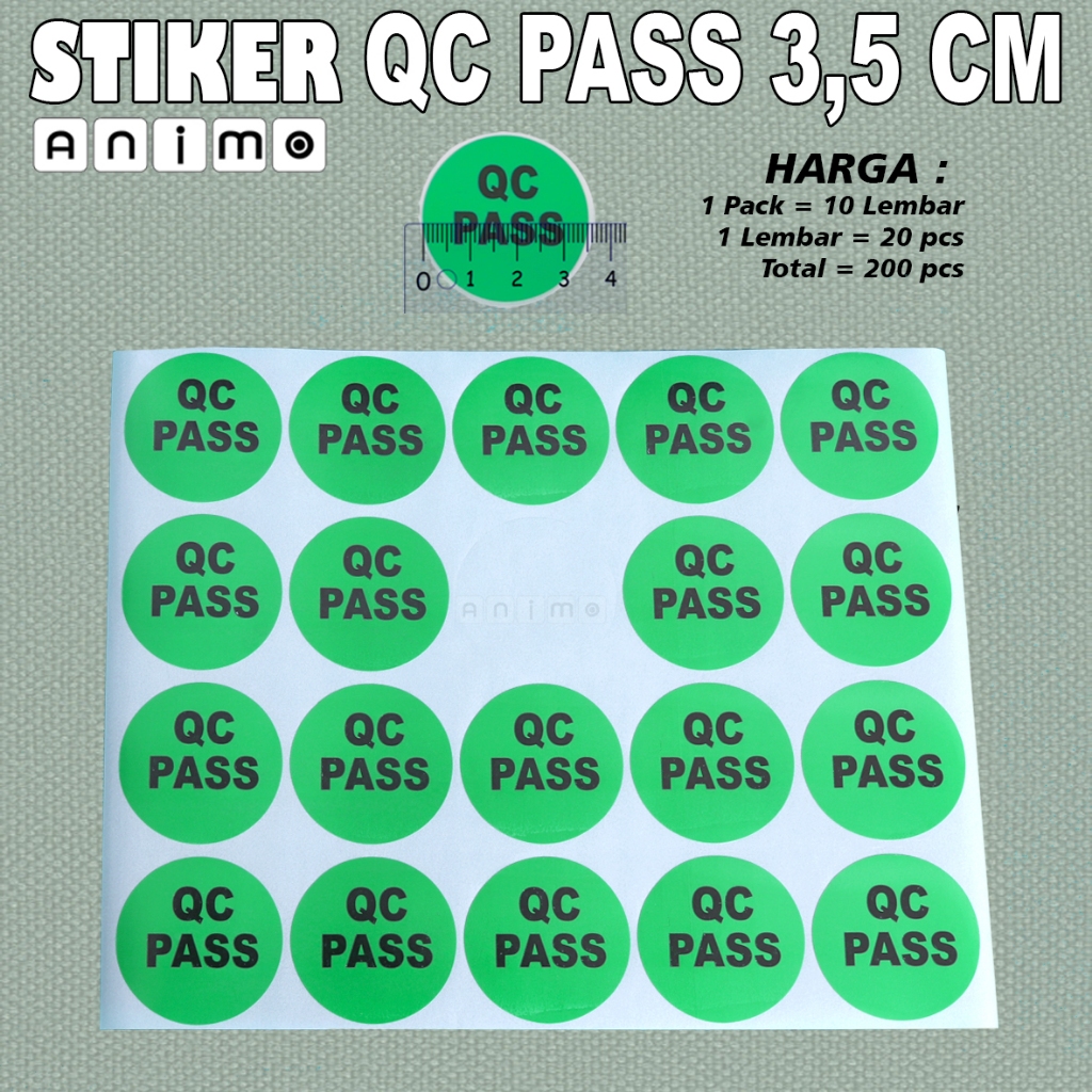 

STIKER Bulat QC PASS 35 mm - QC PASS Lembaran - Quality Control PASS 3,5 cm