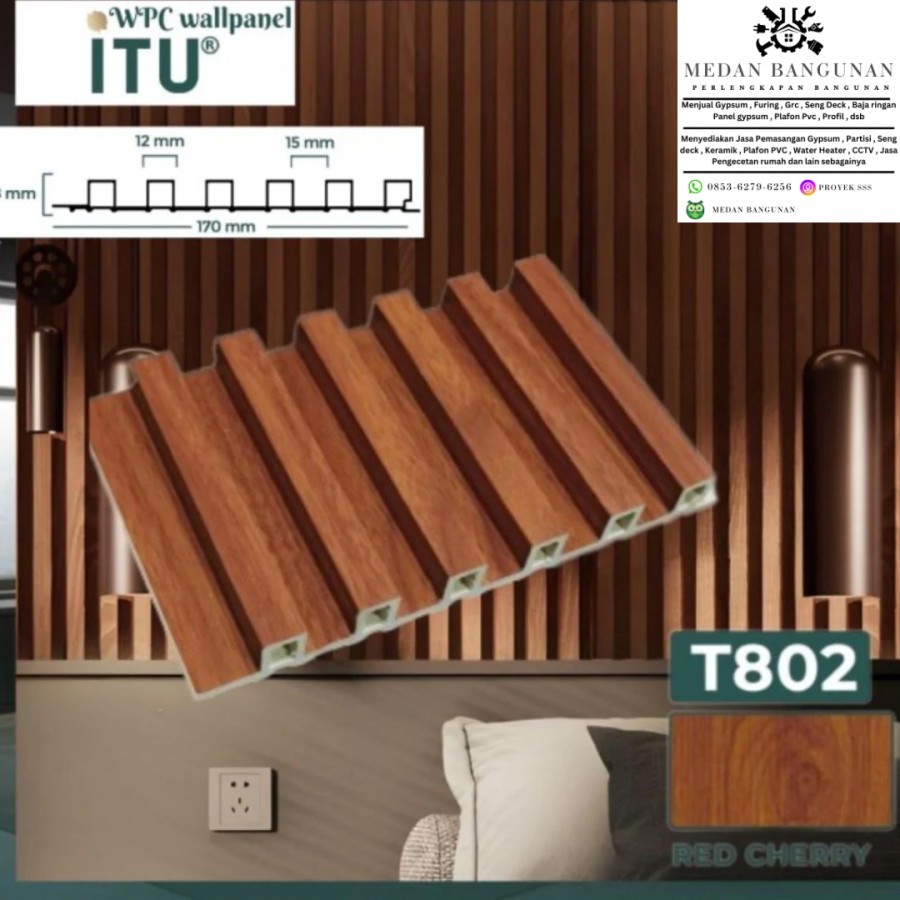 WPC Wall panel 3mtr Dekor dinding // Wood Panel 2,95mtr // Jenis Terlengkap | Merk ITU ( MEDAN )