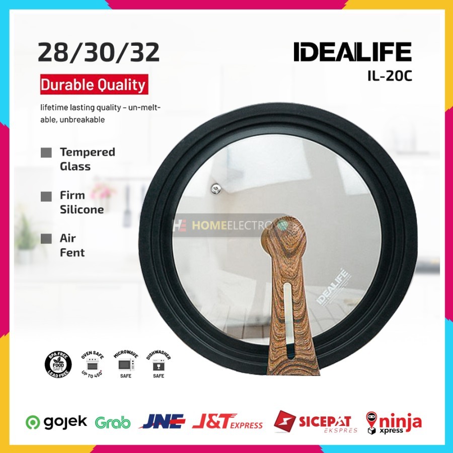 DEALIFE IL-20C Tutup Panci Kaca Multi Size 28 30 32 cm Glass Lid