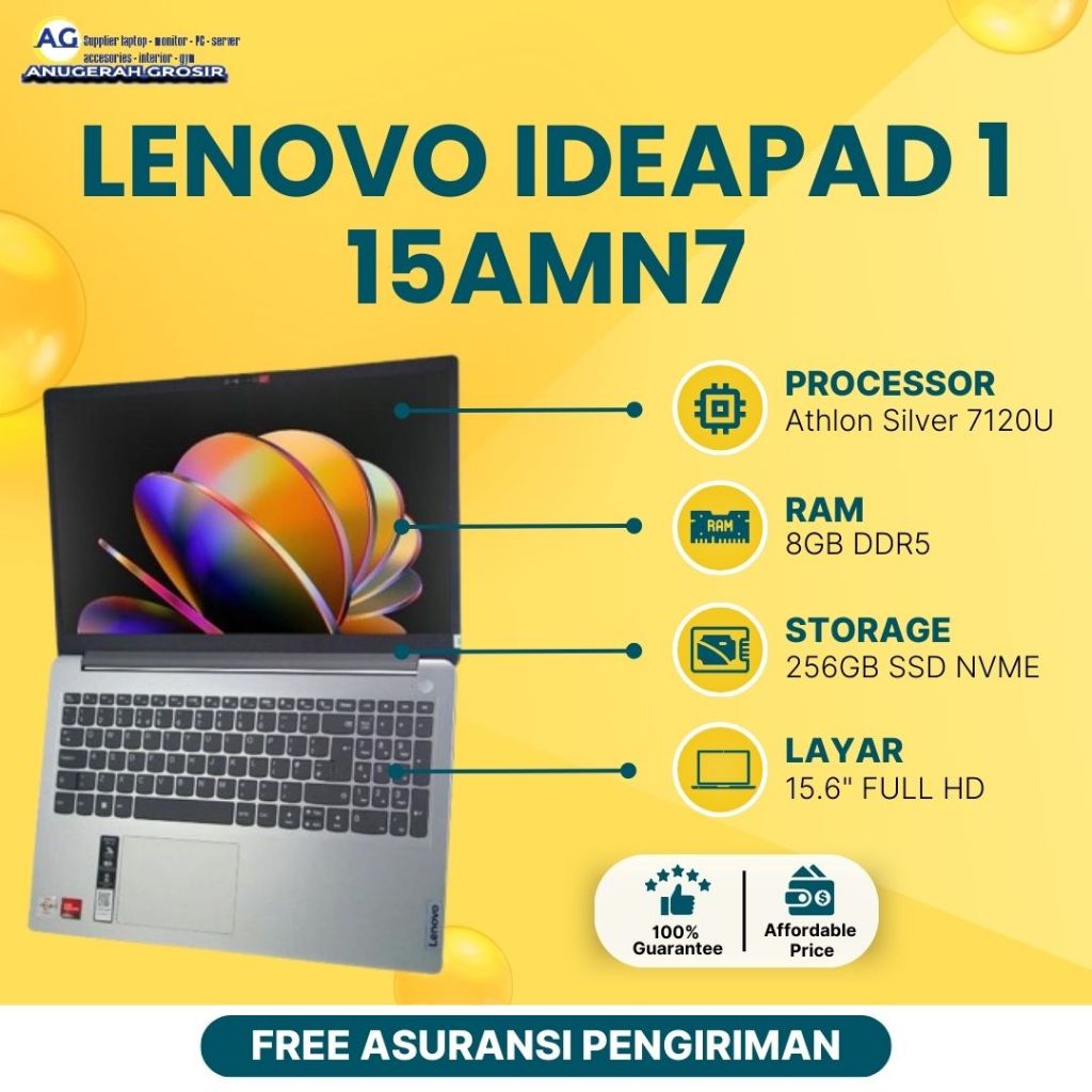 BARU  Laptop Lenovo V15 - G4 AMN Athlon Silver 7120U ram 8gb ssd 256gb 15.6" full hd