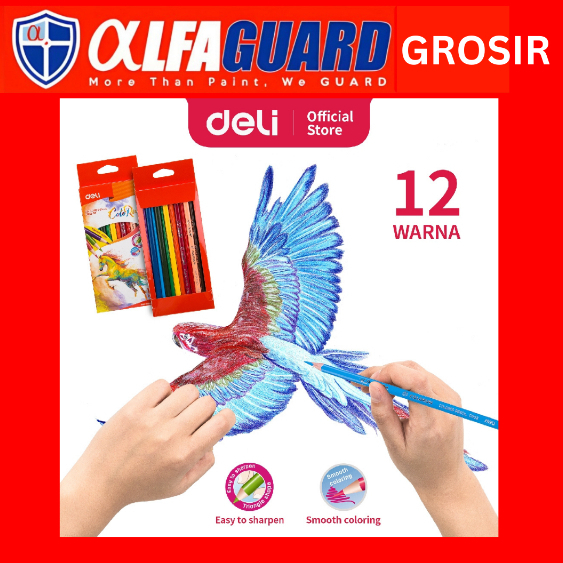 

Deli Pensil Warna 12 warna menghasilkan warna warni yang halus, tidak beracun EC00300