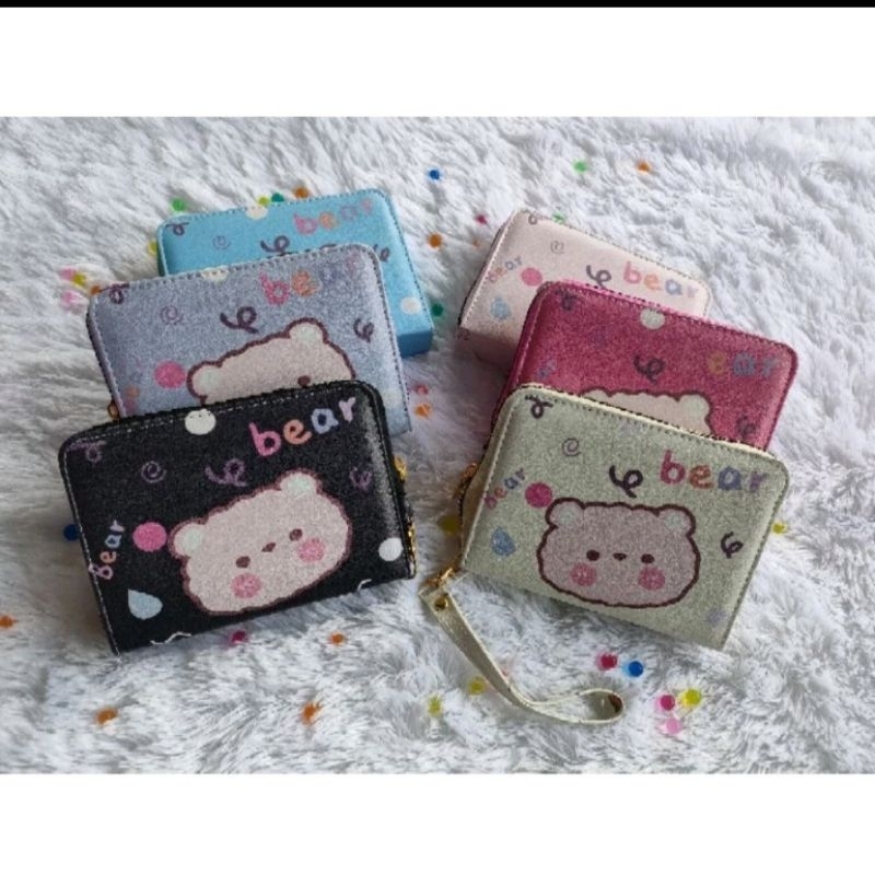 Dompet Lipat bear resleting 3 slot Dompet Lipat wanita lucu