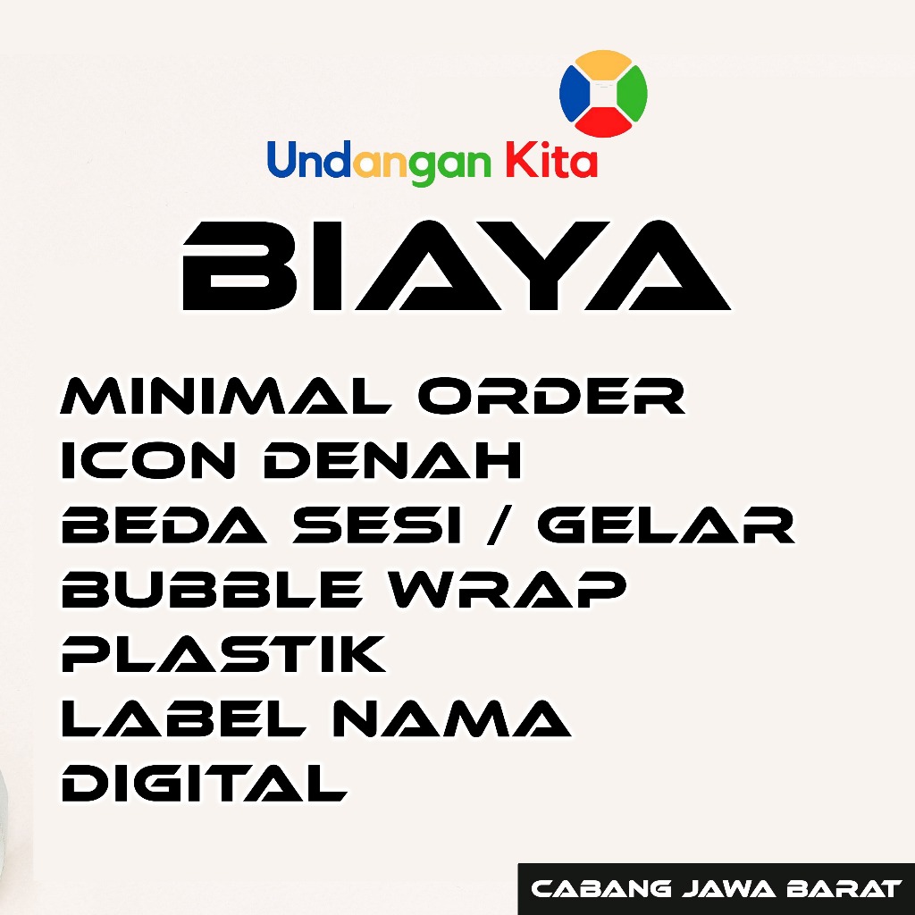 

Biaya Tambahan - Bubble Wrap - Icon / Beda Sesi / Bubble / Plastik / Label Nama / Minimal Order Undangan Kita Bandung